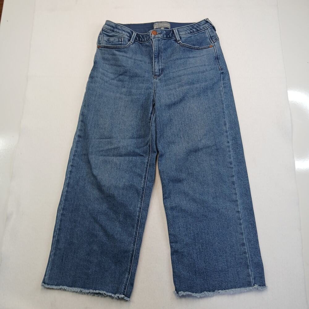 Wit & Wisdom Womens Wyatt Raw Hem Cropped Wide Leg Jeans Size 10